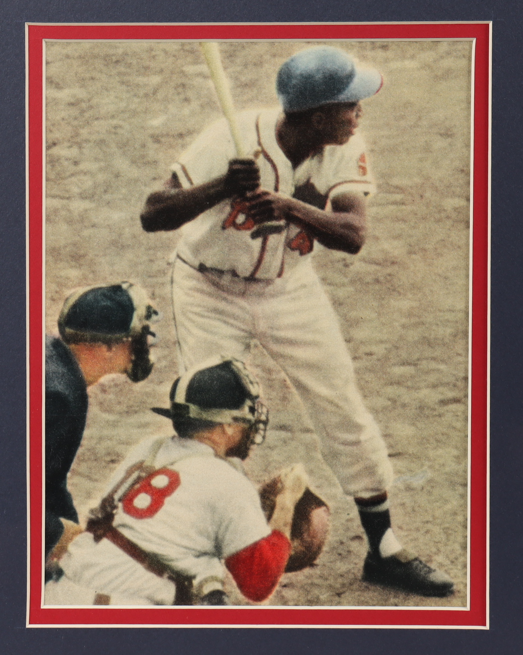 Hank Aaron Signed 32x36 Custom Framed Cut Display with 715 Hank Aaron Pin & 25th Anniversary Pin (PSA) at PristineAuction.com Hank Aaron Signed 32x36 Custom Framed Cut Display with 715 Hank Aaron Pin & 25th Anniversary Pin (PSA) at PristineAuction.com