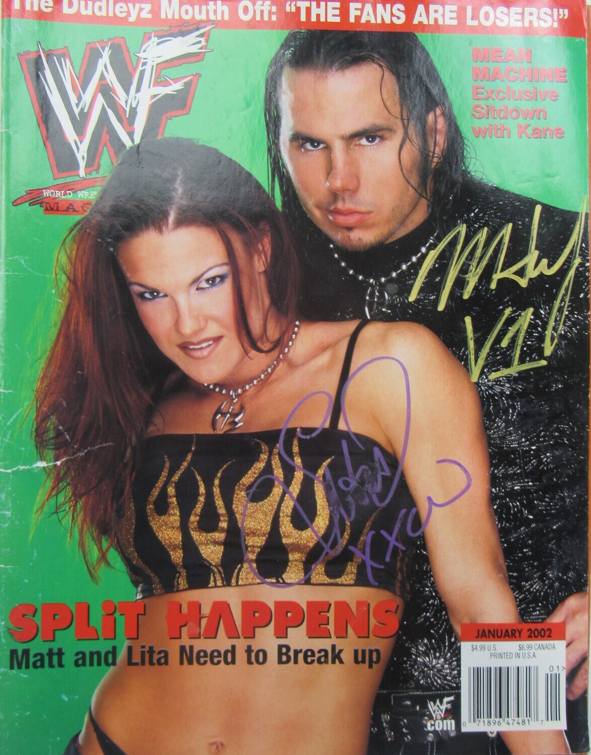 2002 WWF Magazine Signed by (5) with Lita, Matt Hardy, Jeff Hardy with Multiple Inscriptions (JSA) at PristineAuction.com 2002 WWF Magazine Signed by (5) with Lita, Matt Hardy, Jeff Hardy with Multiple Inscriptions (JSA) at PristineAuction.com