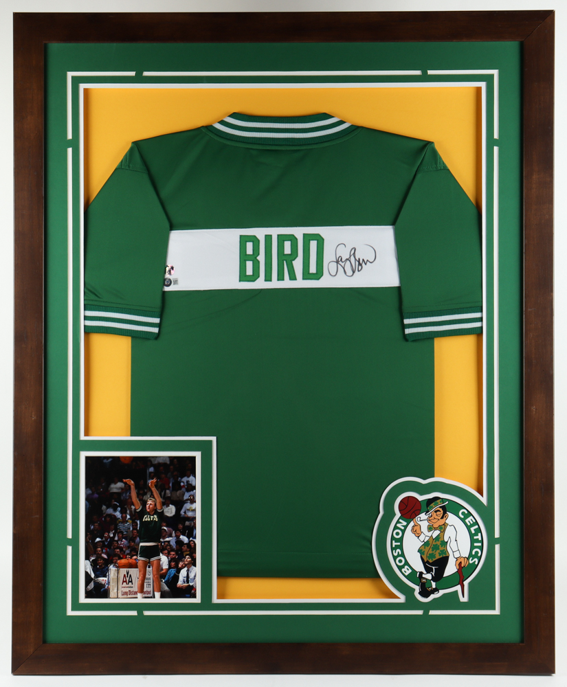 Larry Bird Signed 35x43 Custom Framed Jersey Display (Beckett & Bird) at PristineAuction.com Larry Bird Signed 35x43 Custom Framed Jersey Display (Beckett & Bird) at PristineAuction.com