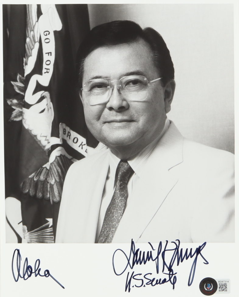 Daniel Inouye Signed 8x10 Photo Inscribed "U.S. Senate" & "Aloha" (Beckett) at PristineAuction.com Daniel Inouye Signed 8x10 Photo Inscribed "U.S. Senate" & "Aloha" (Beckett) at PristineAuction.com