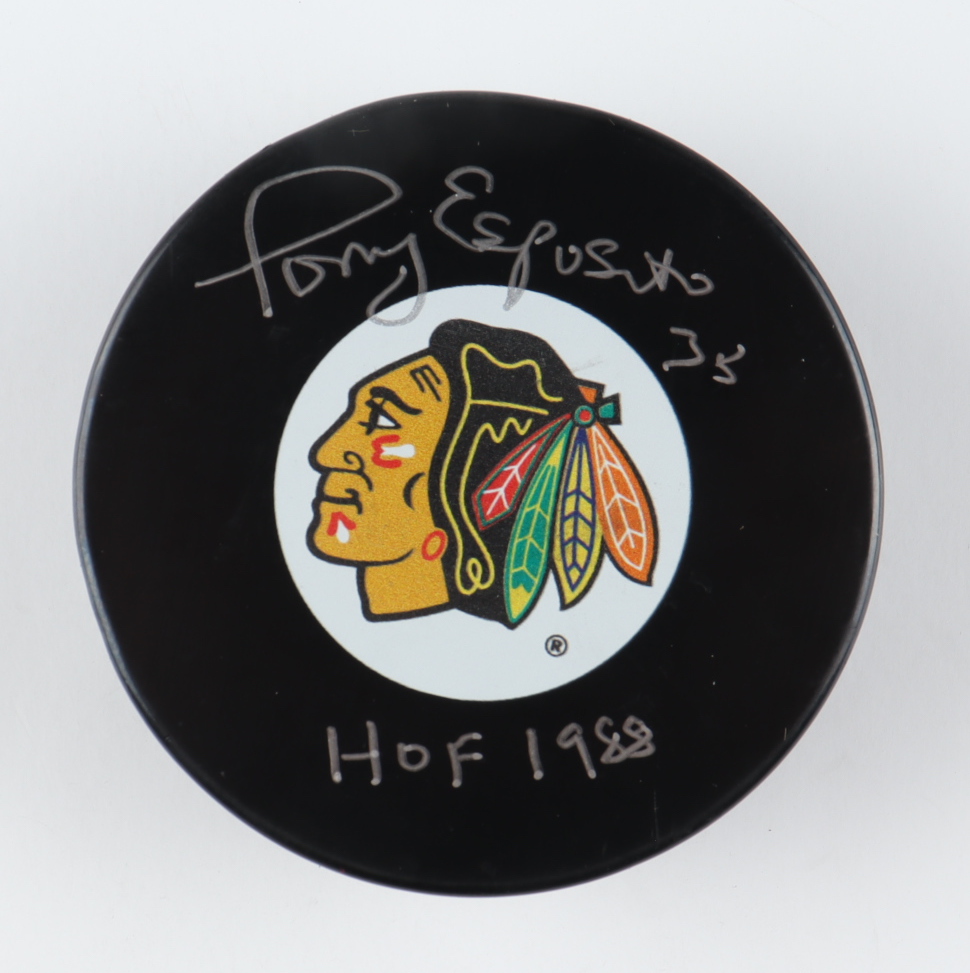 Tony Esposito Signed Blackhawks Logo Hockey Puck Inscribed "HOF 1988" (COJO) at PristineAuction.com Tony Esposito Signed Blackhawks Logo Hockey Puck Inscribed "HOF 1988" (COJO) at PristineAuction.com