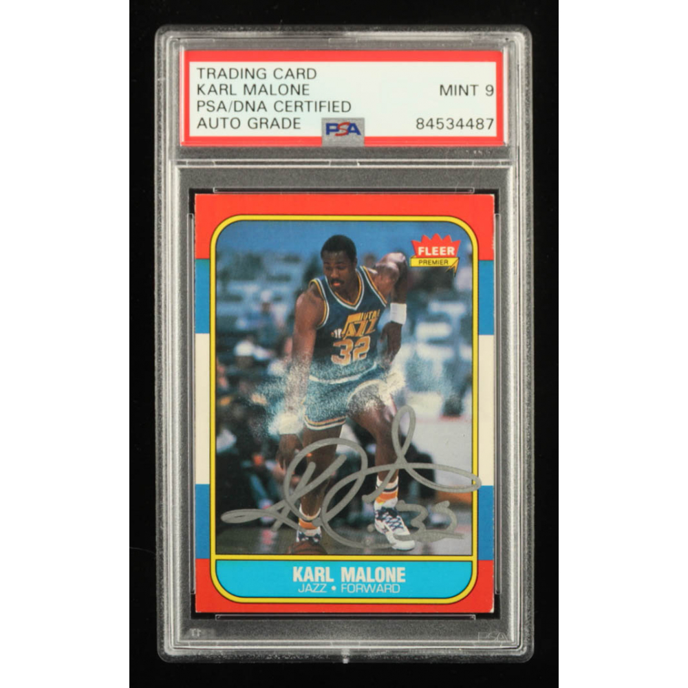 Karl Malone Signed 1986-87 Fleer #68 RC (PSA) | Pristine Auction