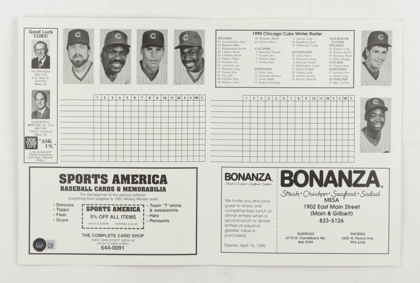 1990 Cubs 8x10 Spring Training Program Signed by (11) with Mark Grace, Joe Girardi, Dwight Smith, Alex Arias, Jerome Walton with Multiple Inscriptions (Beckett) at PristineAuction.com 1990 Cubs 8x10 Spring Training Program Signed by (11) with Mark Grace, Joe Girardi, Dwight Smith, Alex Arias, Jerome Walton with Multiple Inscriptions (Beckett) at PristineAuction.com