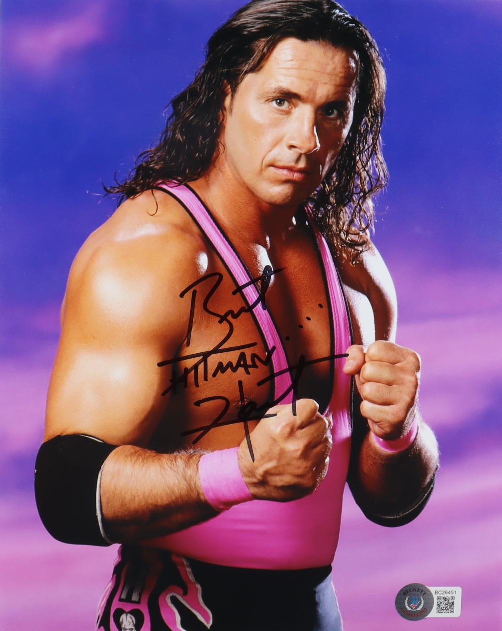 Bret "The Hitman" Hart Signed 8x10 Photo (Beckett) at PristineAuction.com Bret "The Hitman" Hart Signed 8x10 Photo (Beckett) at PristineAuction.com