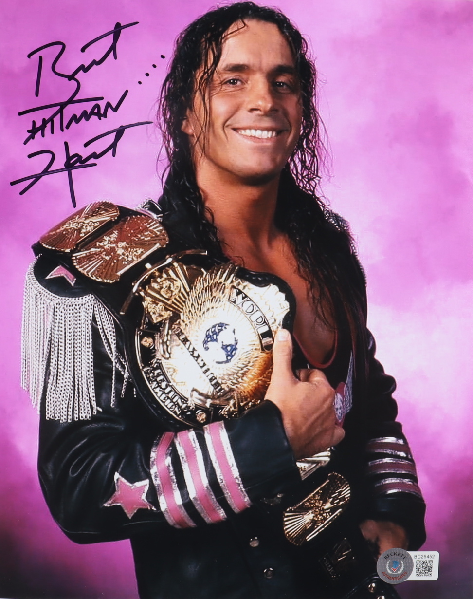 Bret "The Hitman" Hart Signed 8x10 Photo (Beckett) at PristineAuction.com Bret "The Hitman" Hart Signed 8x10 Photo (Beckett) at PristineAuction.com
