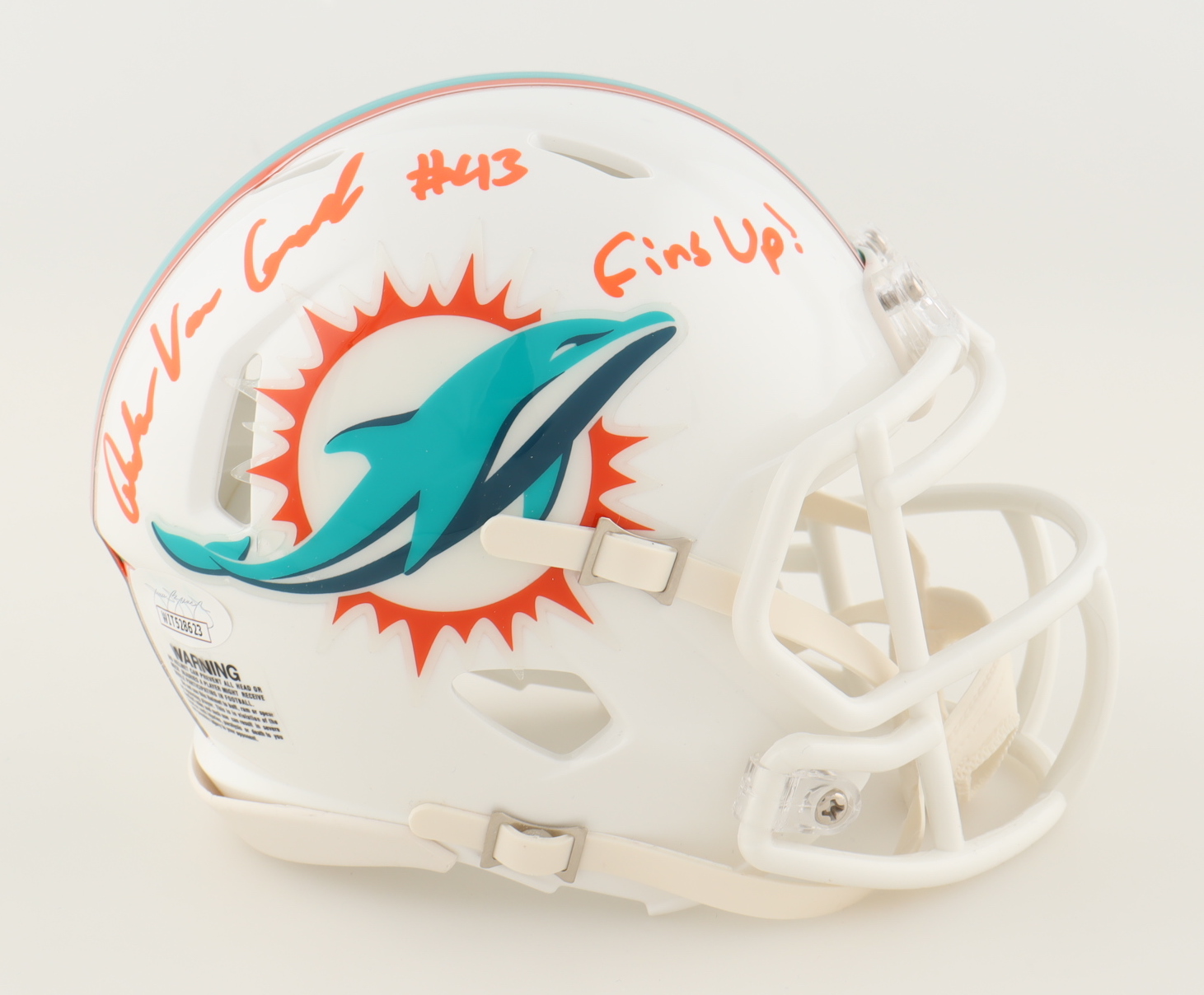 Andrew Van Ginkel Signed Dolphins Speed Mini Helmet Inscribed "Fins Up!" (JSA) at PristineAuction.com Andrew Van Ginkel Signed Dolphins Speed Mini Helmet Inscribed "Fins Up!" (JSA) at PristineAuction.com
