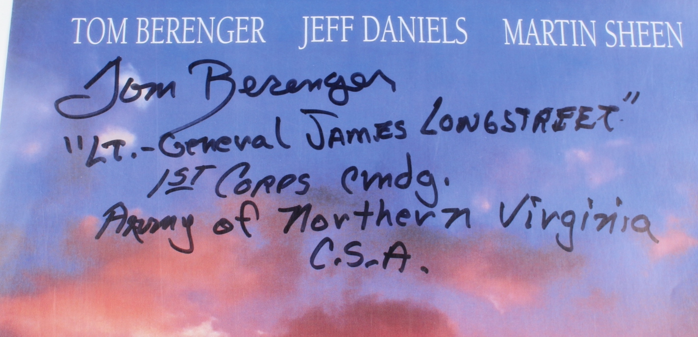 Tom Berenger Signed "Gettysburg" 11x17 Movie Print with Multiple Inscriptions (JSA) at PristineAuction.com Tom Berenger Signed "Gettysburg" 11x17 Movie Print with Multiple Inscriptions (JSA) at PristineAuction.com