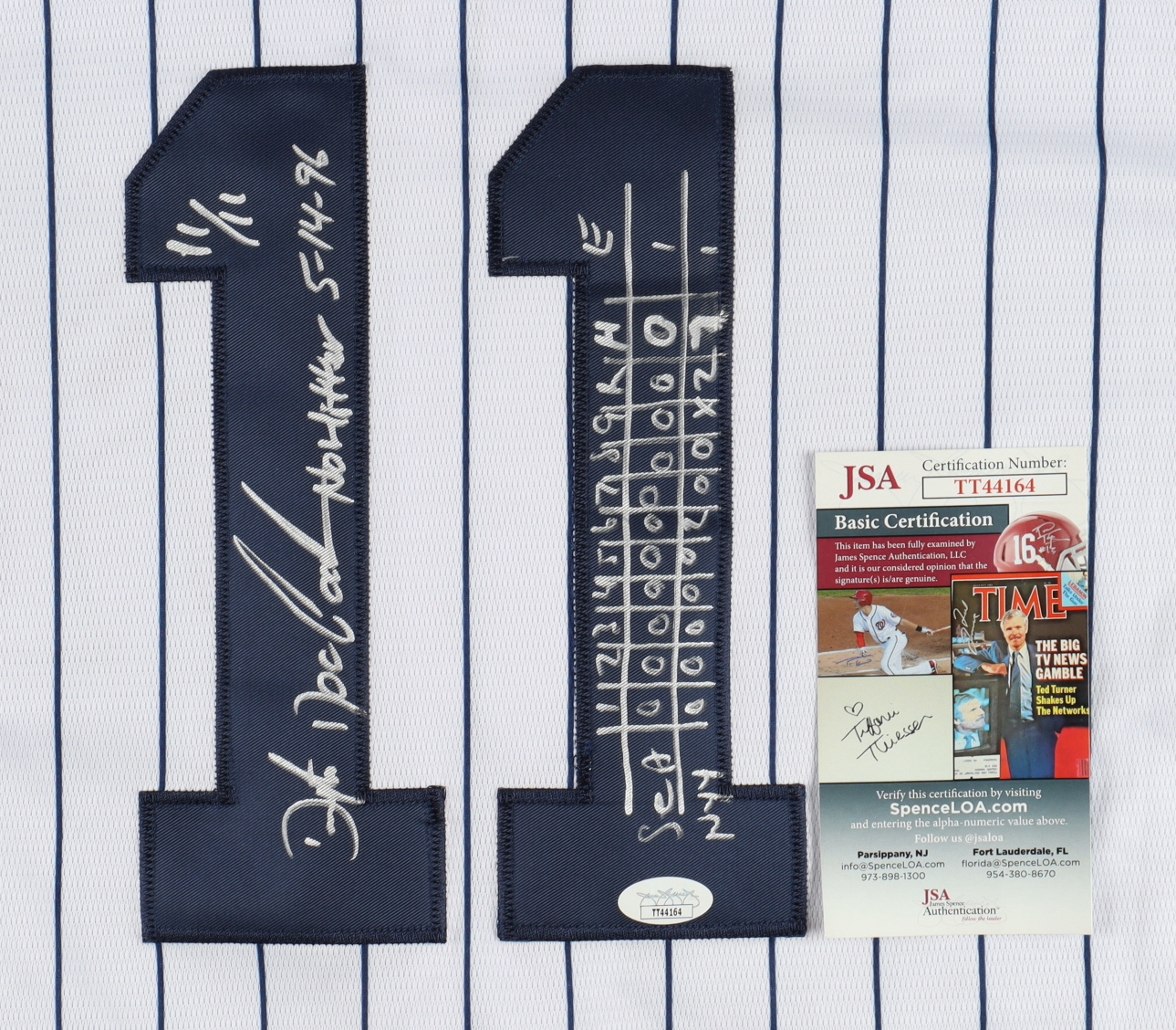 Dwight "Doc" Gooden Signed Yankees Jersey Inscribed "1/11", "No Hitter 5-14-96" with Hand-Drawn Scorecard (JSA) at PristineAuction.com Dwight "Doc" Gooden Signed Yankees Jersey Inscribed "1/11", "No Hitter 5-14-96" with Hand-Drawn Scorecard (JSA) at PristineAuction.com