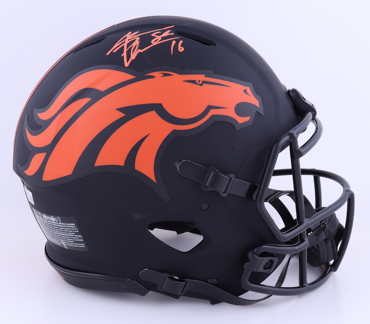 Jake "Snake" Plummer Signed Broncos Full-Size Authentic On-Field Eclipse Alternate Speed Helmet (Beckett) at PristineAuction.com Jake "Snake" Plummer Signed Broncos Full-Size Authentic On-Field Eclipse Alternate Speed Helmet (Beckett) at PristineAuction.com
