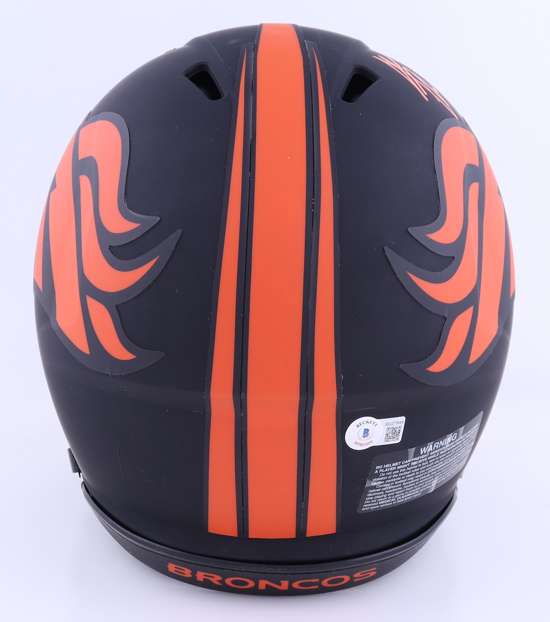 Jake "Snake" Plummer Signed Broncos Full-Size Authentic On-Field Eclipse Alternate Speed Helmet (Beckett) at PristineAuction.com Jake "Snake" Plummer Signed Broncos Full-Size Authentic On-Field Eclipse Alternate Speed Helmet (Beckett) at PristineAuction.com