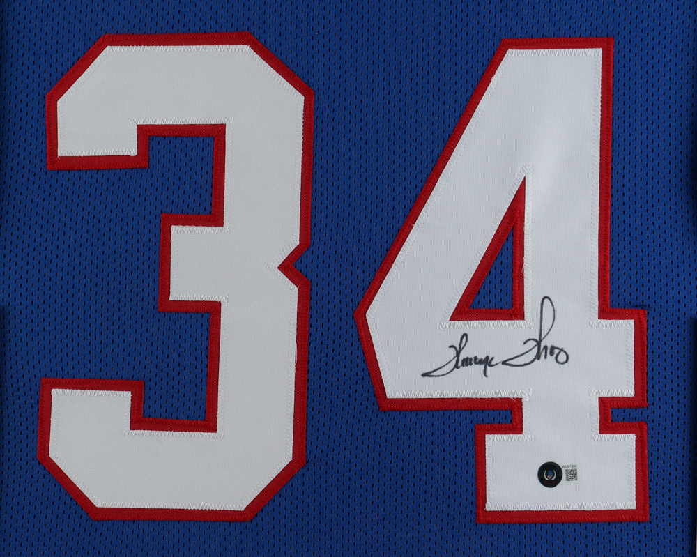 Thurman Thomas Signed 35x43 Custom Framed Jersey Display (Beckett) at PristineAuction.com Thurman Thomas Signed 35x43 Custom Framed Jersey Display (Beckett) at PristineAuction.com