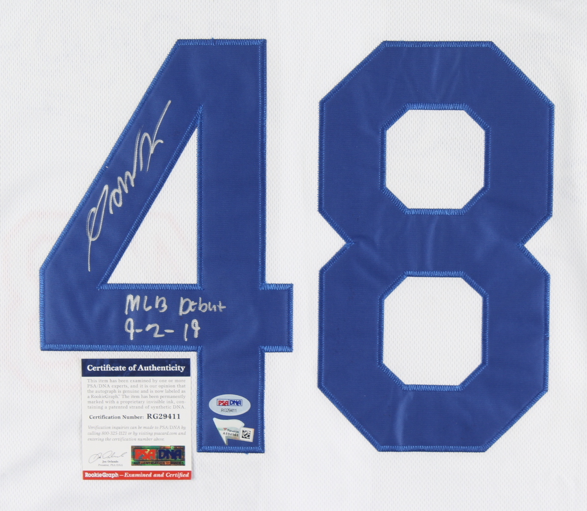 Gavin Lux Signed Jersey Inscribed "MLB Debut 9-2-19" (PSA & Fanatics) at PristineAuction.com Gavin Lux Signed Jersey Inscribed "MLB Debut 9-2-19" (PSA & Fanatics) at PristineAuction.com