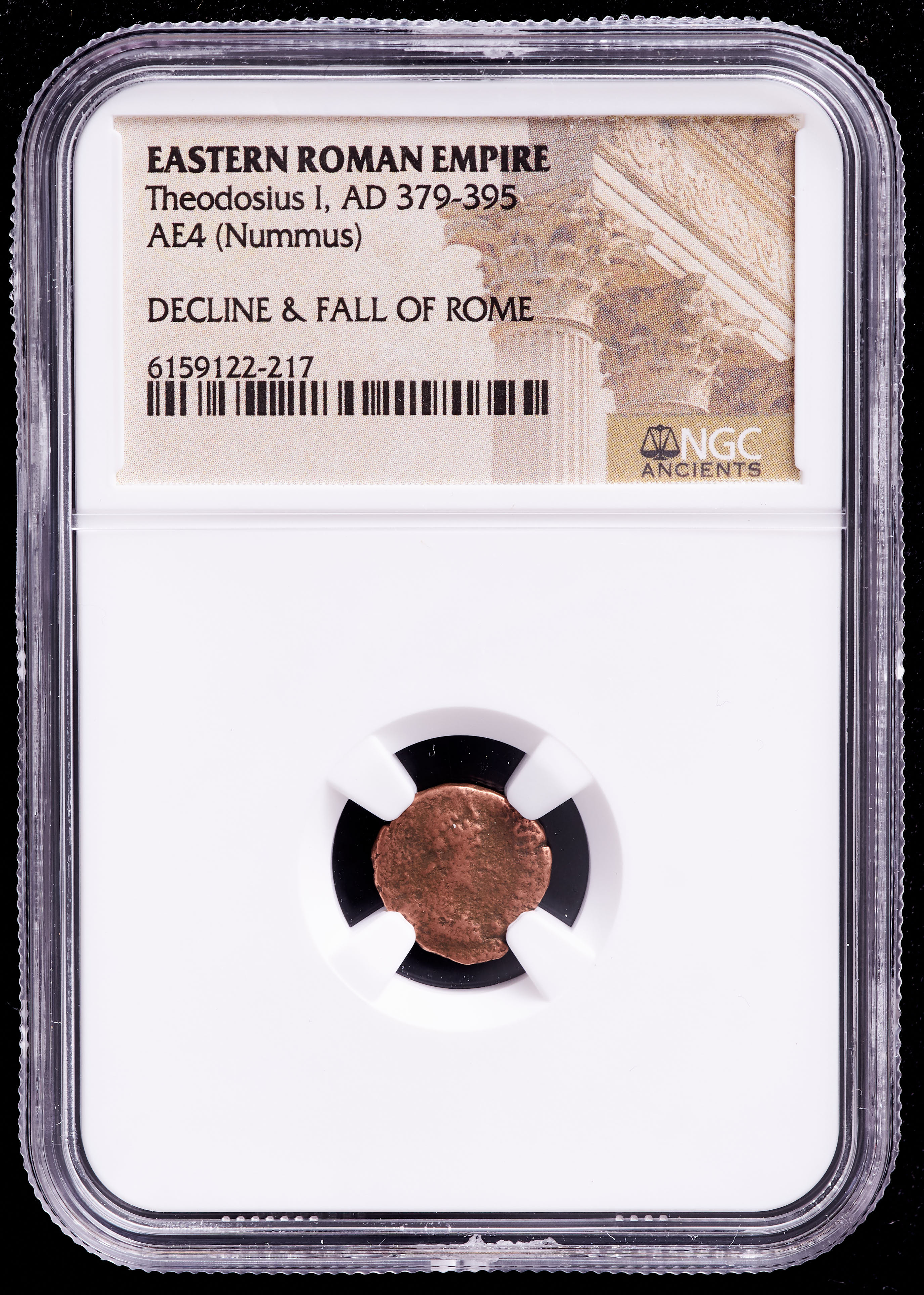 Theodosius I Roman Imperial AE4 Bronze Coin – AD 379-395, NGC VF, Ancient Roman Empire