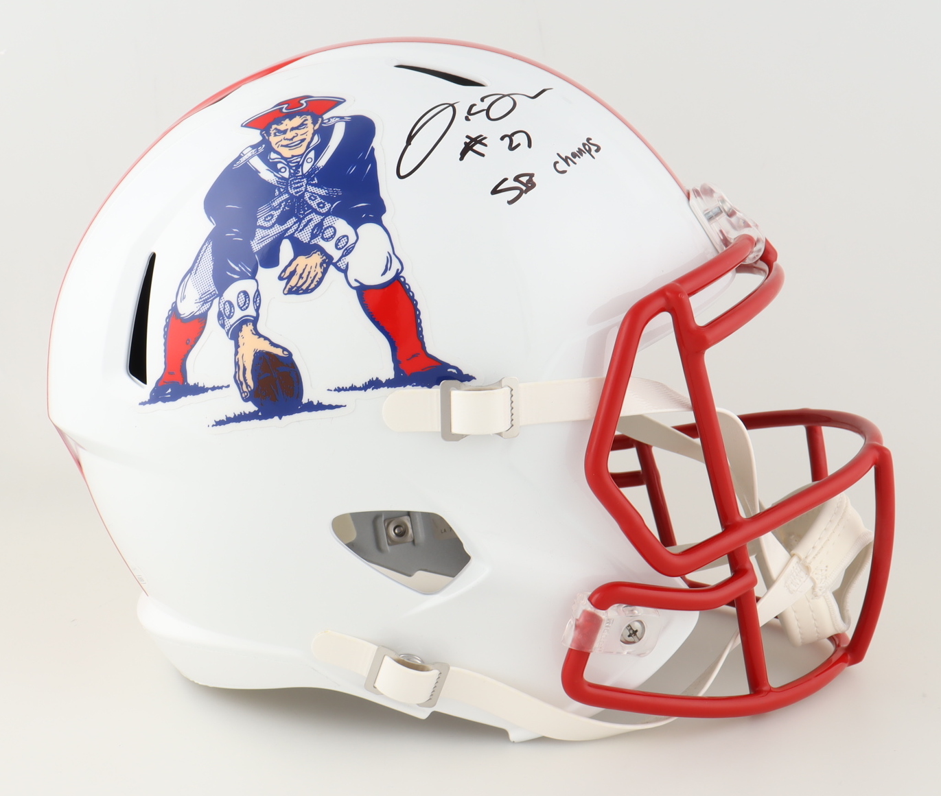 J.C. Jackson Signed Full-Size Patriots Throwback Logo Speed Helmet Inscribed "SB Champs" (JSA) at PristineAuction.com J.C. Jackson Signed Full-Size Patriots Throwback Logo Speed Helmet Inscribed "SB Champs" (JSA) at PristineAuction.com