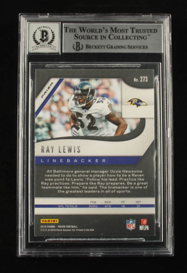 Ray Lewis Signed 2019 Topps Panini Prizms Red Ice #273 (BGS) at PristineAuction.com Ray Lewis Signed 2019 Topps Panini Prizms Red Ice #273 (BGS) at PristineAuction.com