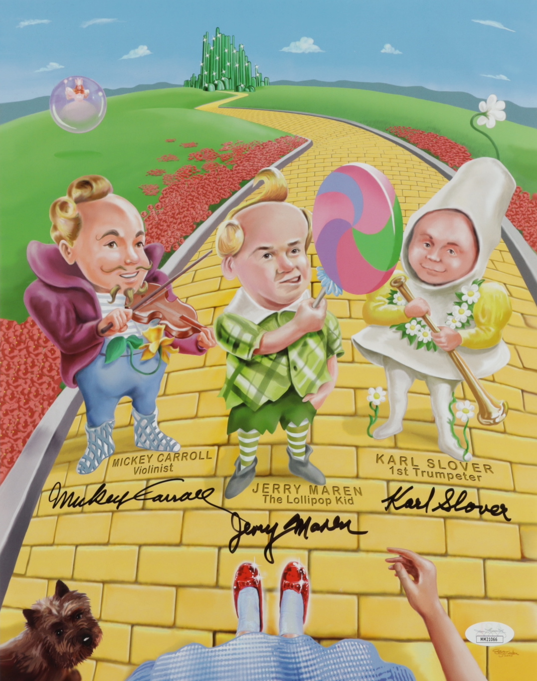 Mickey Carroll, Jerry Maren, & Karl Slover Signed "The Wizard of Oz" 11x14 Photo (JSA) at PristineAuction.com Mickey Carroll, Jerry Maren, & Karl Slover Signed "The Wizard of Oz" 11x14 Photo (JSA) at PristineAuction.com