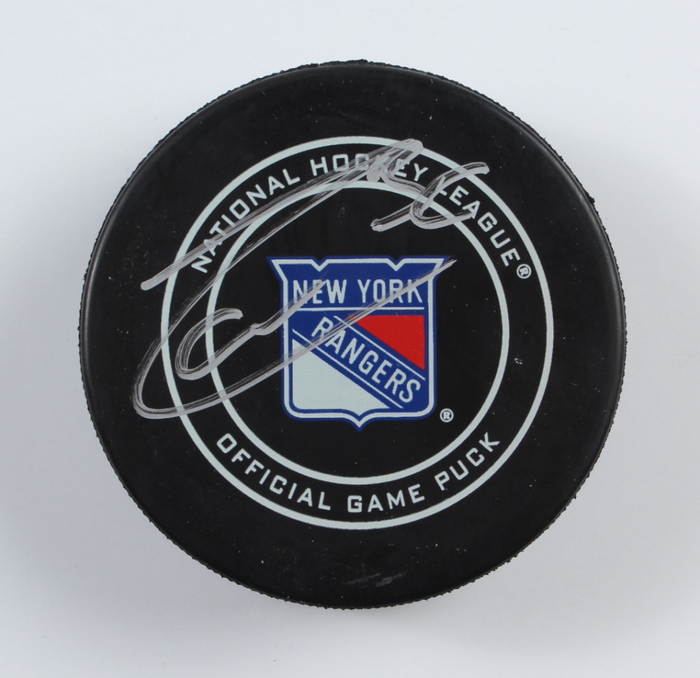 Mats Zuccarello Signed Rangers Logo Hockey Puck (JSA) Pristine Auction