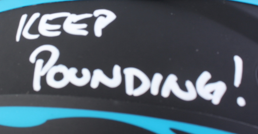 Luke Kuechly Signed Panthers Full-Size Authentic On-Field Eclipse Alternate Speed Helmet Inscribed "Keep Pounding!" (Beckett) at PristineAuction.com Luke Kuechly Signed Panthers Full-Size Authentic On-Field Eclipse Alternate Speed Helmet Inscribed "Keep Pounding!" (Beckett) at PristineAuction.com