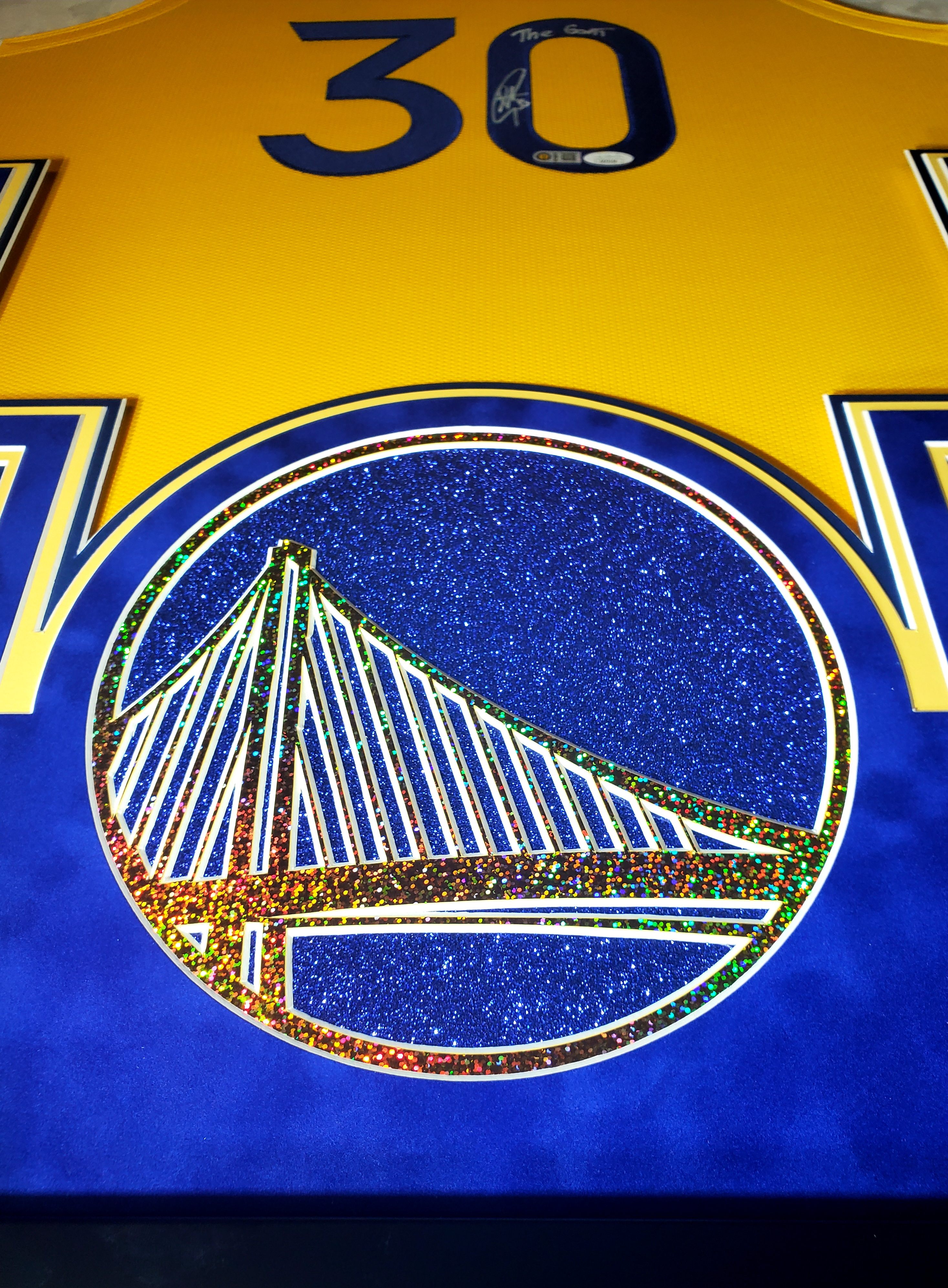 Steph Curry Signed 33x42 Custom Framed LED-Backlit Jersey Display with 2018-19 Select #108 (PSA 10) & 2019-20 Panini Prizm #98 (PSA 10) (JSA & Curry) at PristineAuction.com Steph Curry Signed 33x42 Custom Framed LED-Backlit Jersey Display with 2018-19 Select #108 (PSA 10) & 2019-20 Panini Prizm #98 (PSA 10) (JSA & Curry) at PristineAuction.com