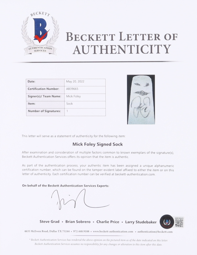 Mick Foley Signed WWE Mr. Socko Sock with Hand-Drawn Sketch (Beckett) at PristineAuction.com Mick Foley Signed WWE Mr. Socko Sock with Hand-Drawn Sketch (Beckett) at PristineAuction.com