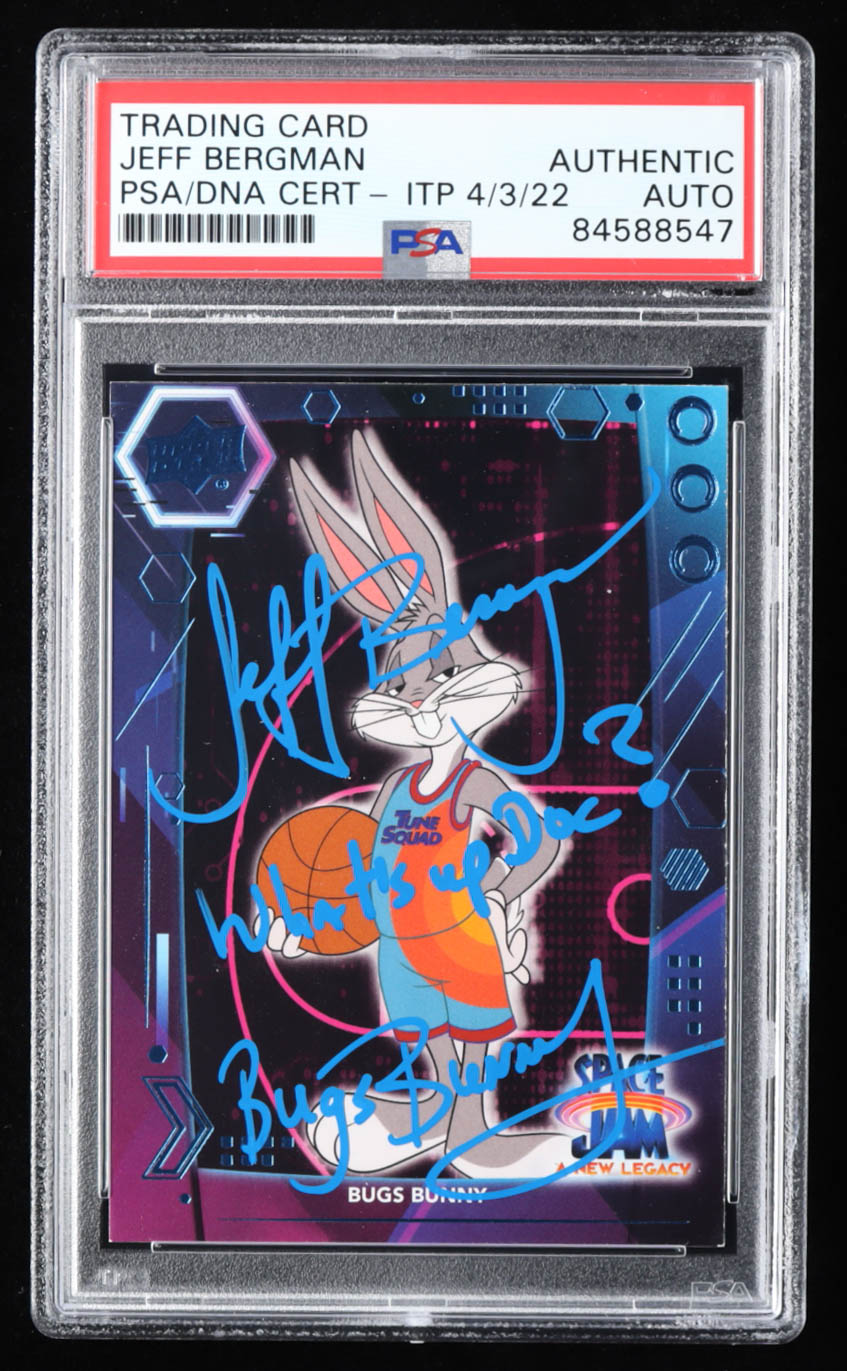 Jeff Bergman Signed 2021 Space Jam A New Legacy Blue #25 Bugs Bunny Inscribed "What's Up Doc?" & "Bugs Bunny" (PSA) at PristineAuction.com Jeff Bergman Signed 2021 Space Jam A New Legacy Blue #25 Bugs Bunny Inscribed "What's Up Doc?" & "Bugs Bunny" (PSA) at PristineAuction.com