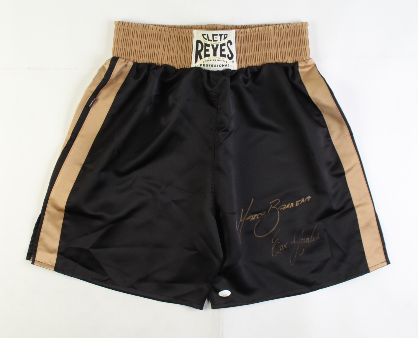 Marco Antonio Barrera & Eric Morales Signed Boxing Trunks (JSA) at PristineAuction.com Marco Antonio Barrera & Eric Morales Signed Boxing Trunks (JSA) at PristineAuction.com
