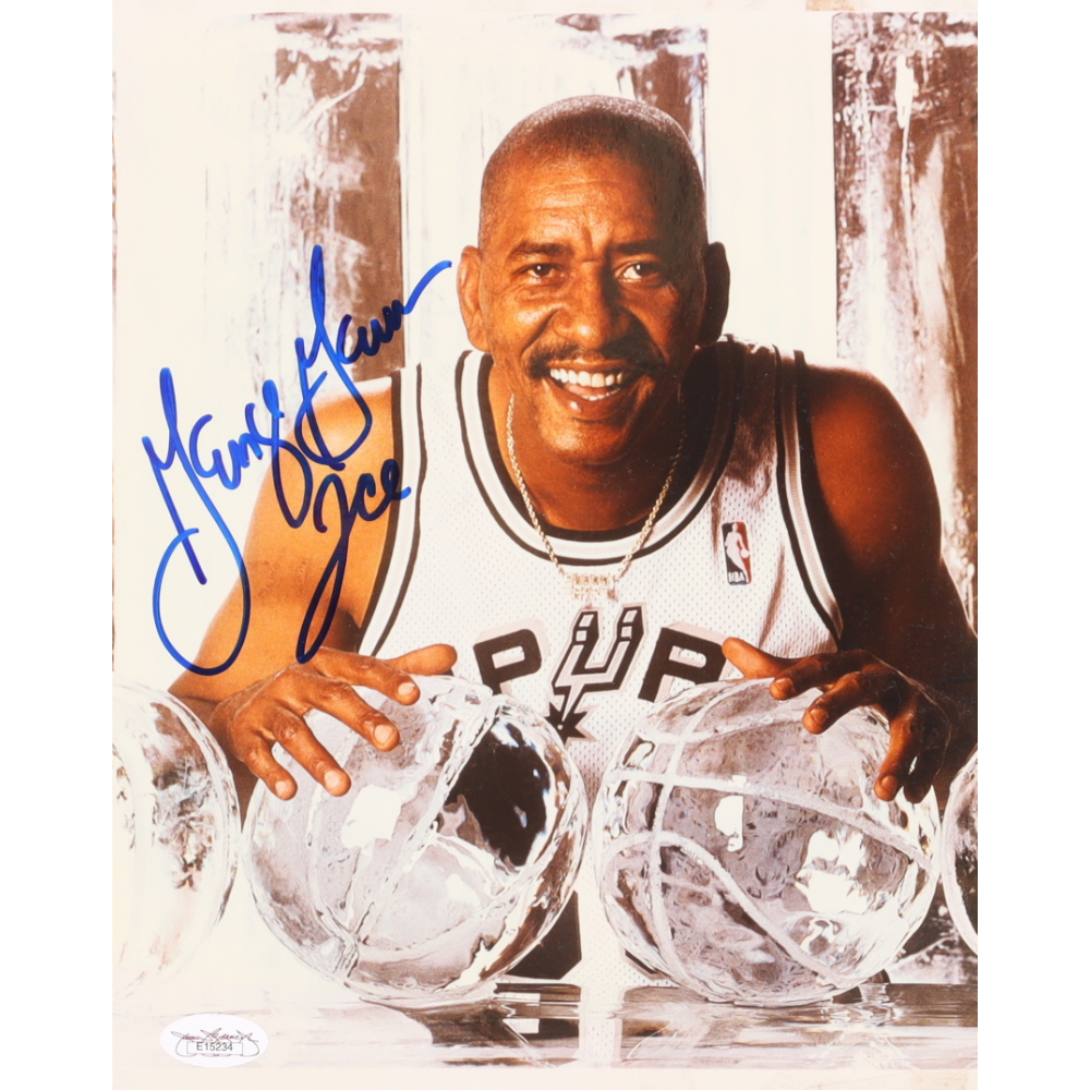 Gervin Signed Spurs 8x10 Photo Inscribed "Ice" (JSA) Pristine