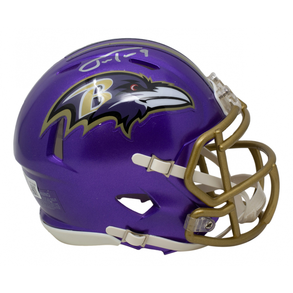 Justin Tucker Signed Ravens Flash Alternate Speed Mini Helmet (Beckett