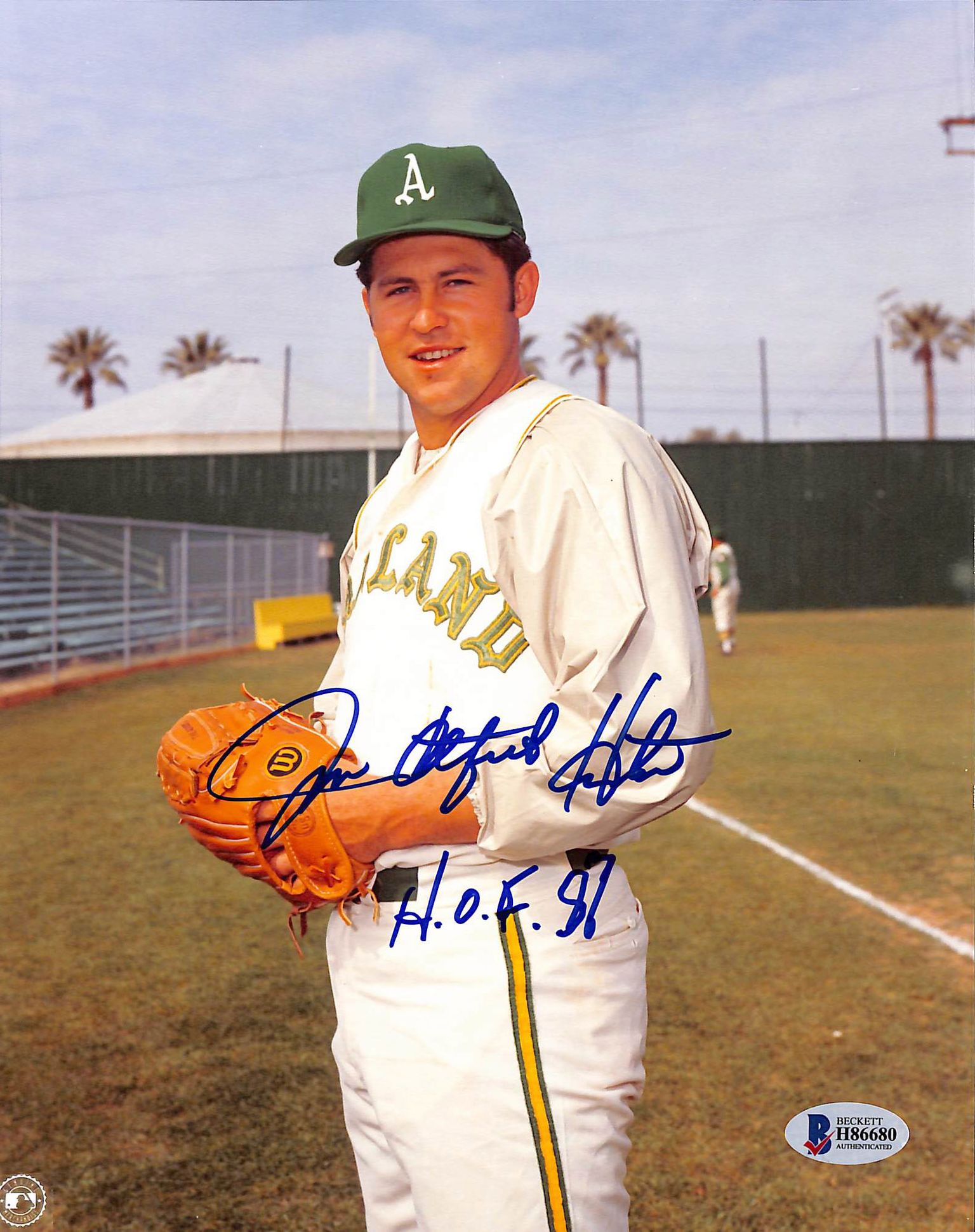 Jim "Catfish" Hunter Signed Athletics 8x10 Photo Inscribed "H.O.F. 87" (Beckett) at PristineAuction.com Jim "Catfish" Hunter Signed Athletics 8x10 Photo Inscribed "H.O.F. 87" (Beckett) at PristineAuction.com