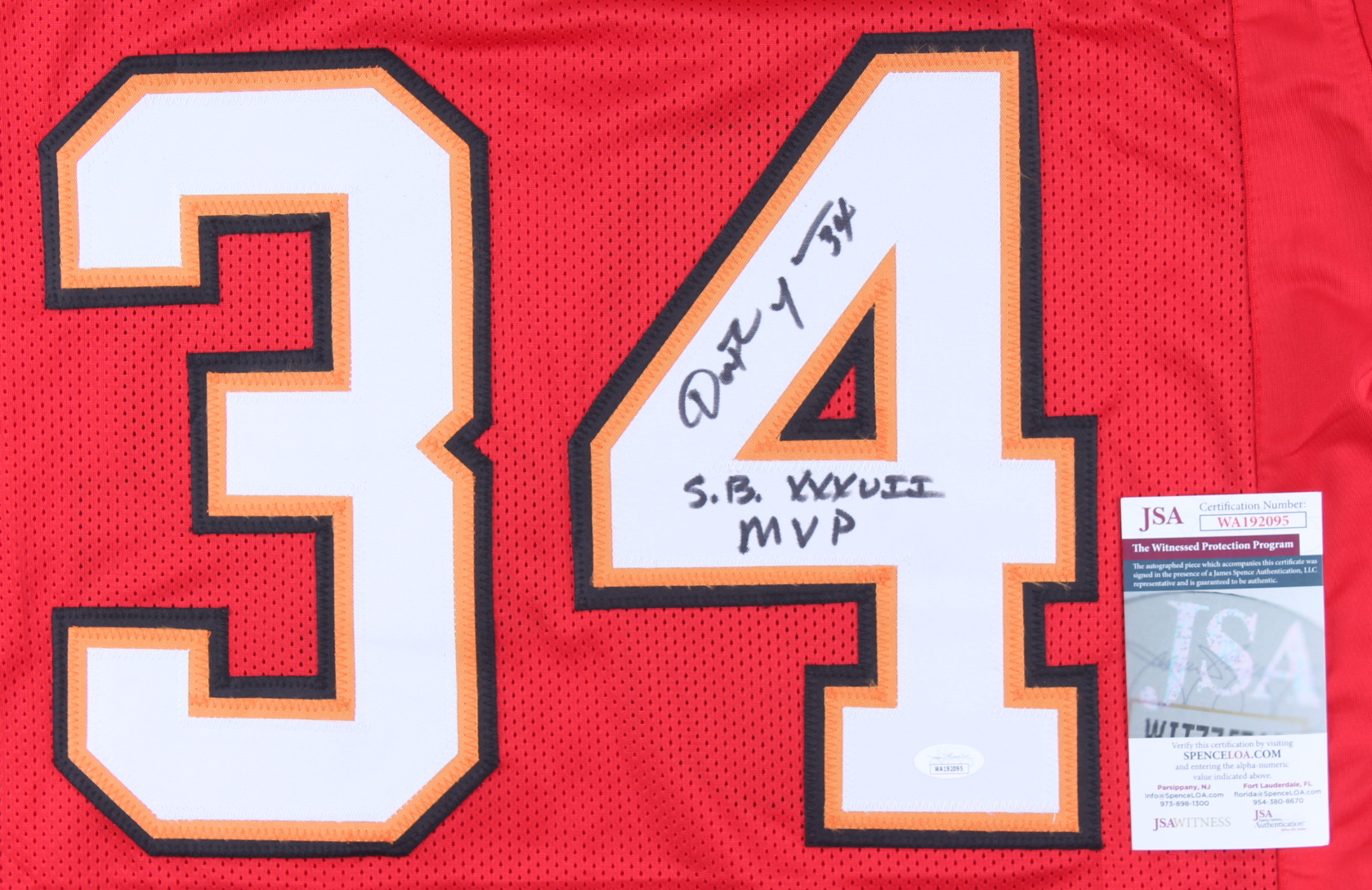 Dexter Jackson Signed Jersey Inscribed "S.B. XXXVII MVP" (JSA) at PristineAuction.com Dexter Jackson Signed Jersey Inscribed "S.B. XXXVII MVP" (JSA) at PristineAuction.com