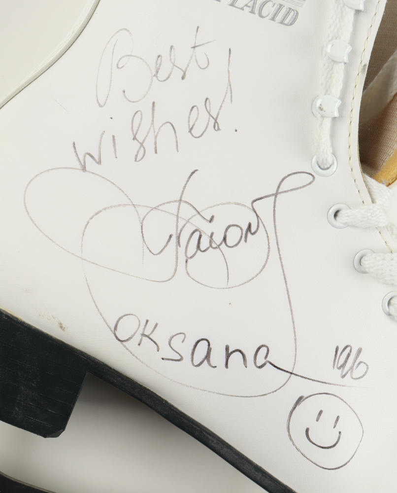 Oksana Baiul Signed Ice Skate Inscribed "Best Wishes!" (Beckett) (See ...