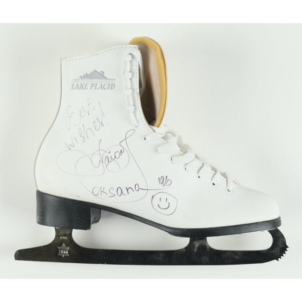 Oksana Baiul Signed Ice Skate Inscribed "Best Wishes!" (Beckett) (See ...