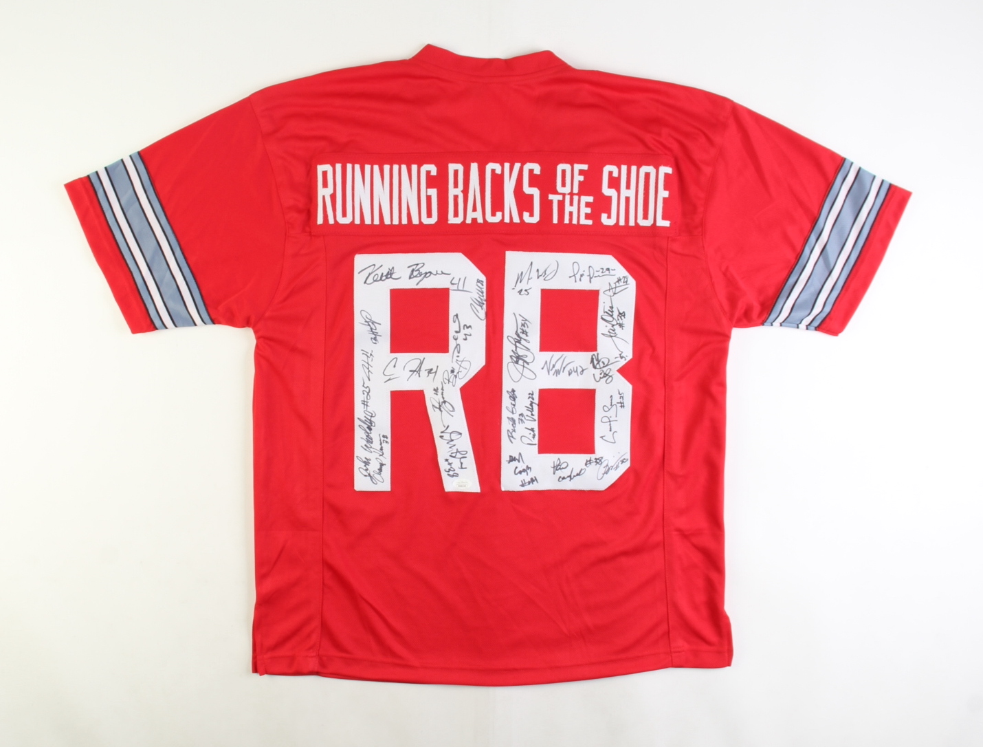 Running Backs Jersey Signed by (23) With Tim Spencer, Jeff Logan, Derek Combs (JSA) at PristineAuction.com Running Backs Jersey Signed by (23) With Tim Spencer, Jeff Logan, Derek Combs (JSA) at PristineAuction.com