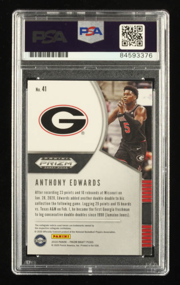Anthony Edwards Signed 2020-21 Panini Prizm Draft Picks #41 RC (PSA) at PristineAuction.com Anthony Edwards Signed 2020-21 Panini Prizm Draft Picks #41 RC (PSA) at PristineAuction.com
