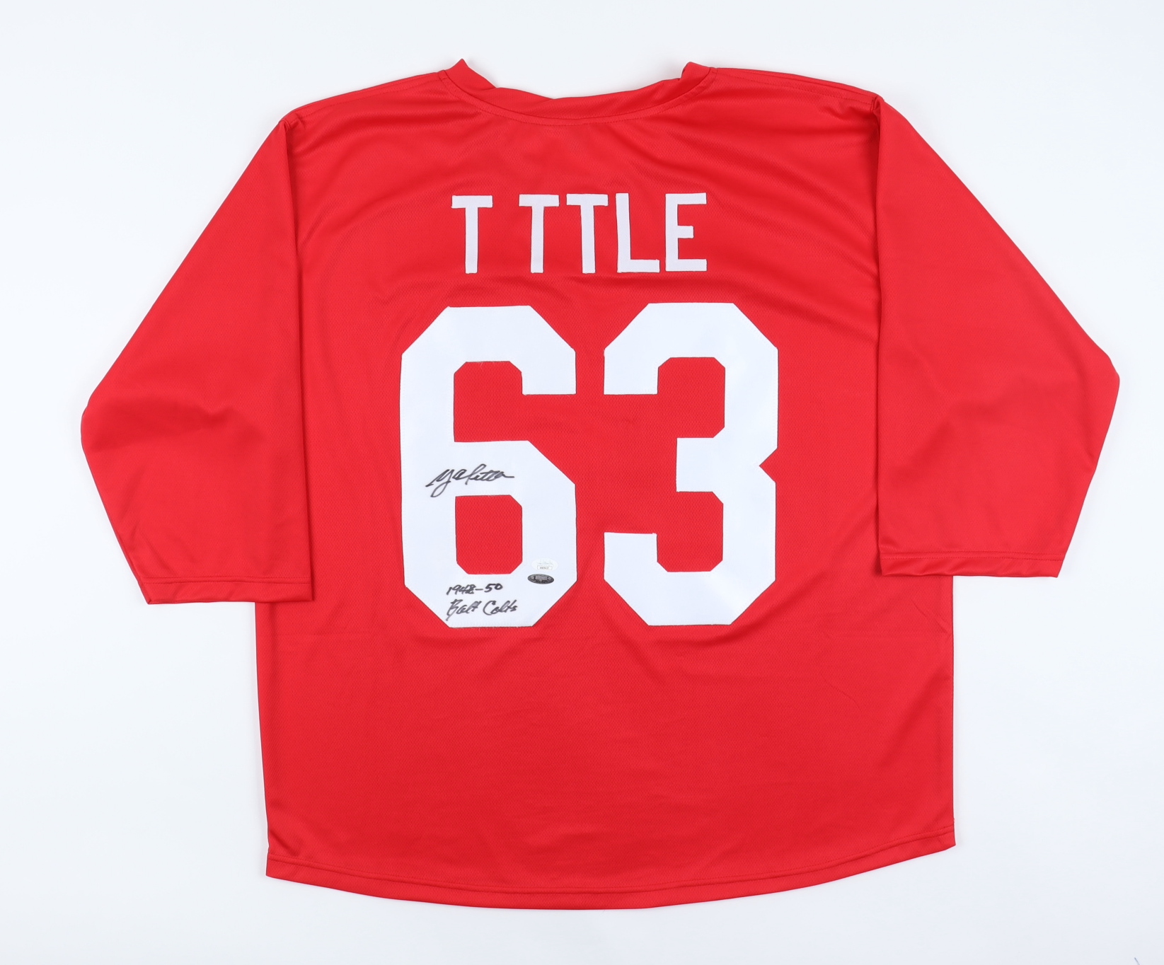 Y. A. Tittle Signed Jersey Inscribed "1948-50 Balt Colts-" (JSA & TriStar) at PristineAuction.com Y. A. Tittle Signed Jersey Inscribed "1948-50 Balt Colts-" (JSA & TriStar) at PristineAuction.com