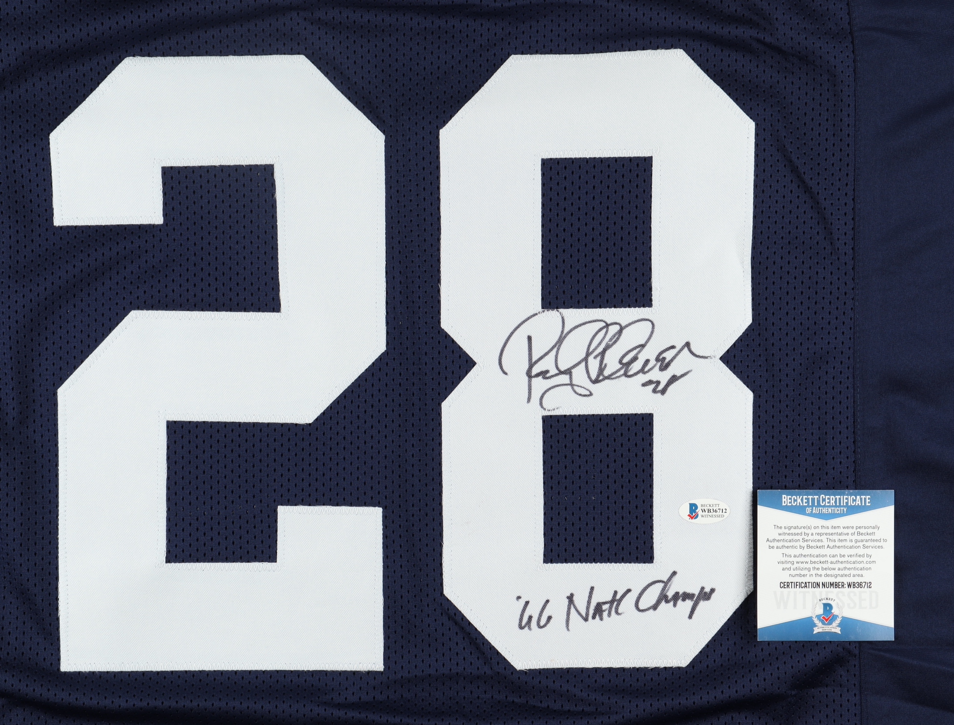 Rocky Bleier Signed Jersey Inscribed "'66 Natl Champs" (Beckett) at PristineAuction.com Rocky Bleier Signed Jersey Inscribed "'66 Natl Champs" (Beckett) at PristineAuction.com