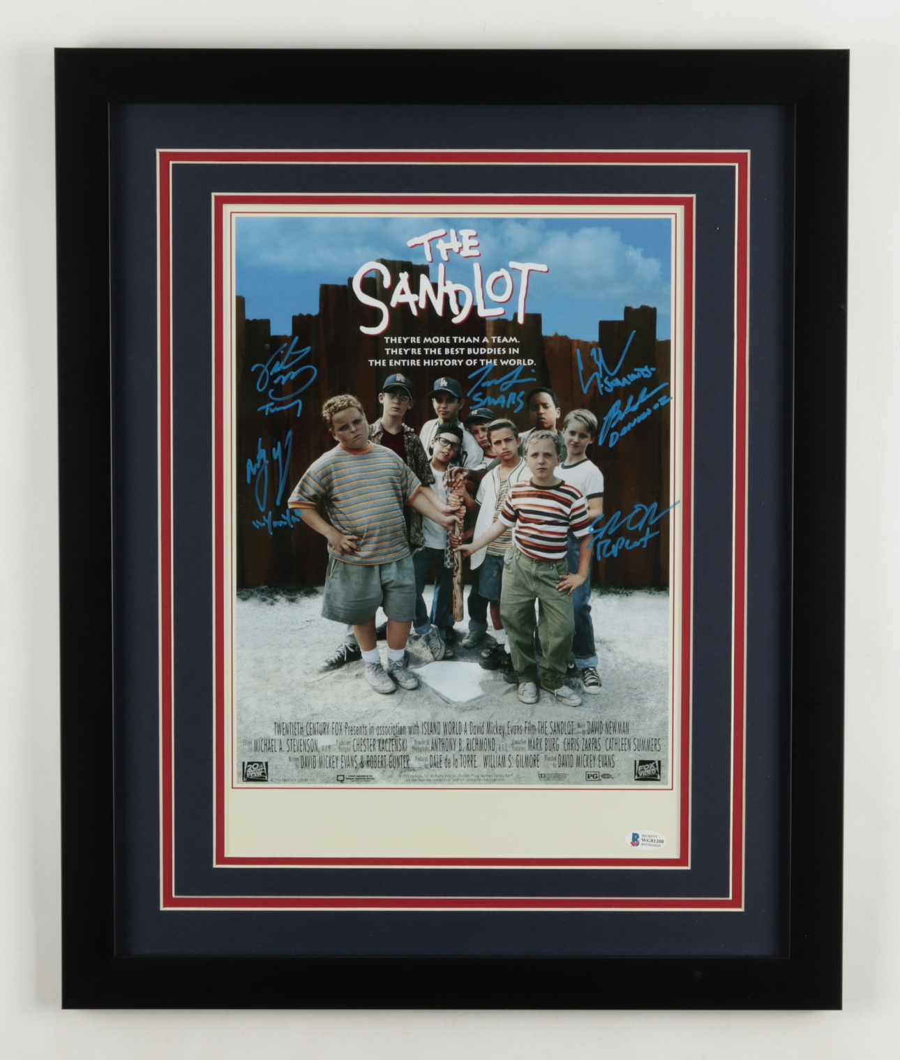 Cast-Signed "The Sandlot" 18x22 Custom Framed Movie Poster Inscribed by (6) with Tom Guiry, Victor DiMattia & Chauncey Leopard (Beckett) at PristineAuction.com Cast-Signed "The Sandlot" 18x22 Custom Framed Movie Poster Inscribed by (6) with Tom Guiry, Victor DiMattia & Chauncey Leopard (Beckett) at PristineAuction.com