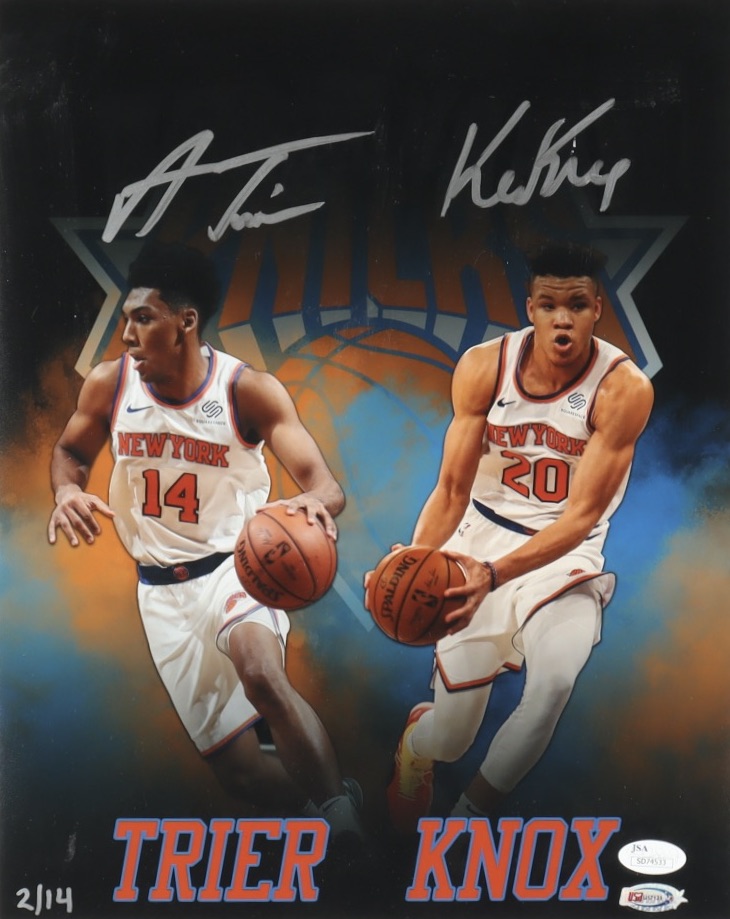 Kevin Knox & Allonzo Trier Signed Knicks LE 11x14 Photo (JSA & USA SM) at PristineAuction.com Kevin Knox & Allonzo Trier Signed Knicks LE 11x14 Photo (JSA & USA SM) at PristineAuction.com