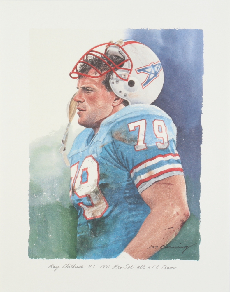 Ray Childress Oilers 12x13 Print Pristine Auction