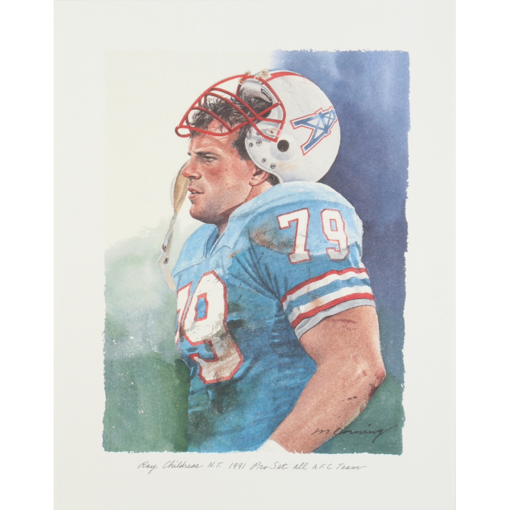 Ray Childress Oilers 12x13 Print Pristine Auction