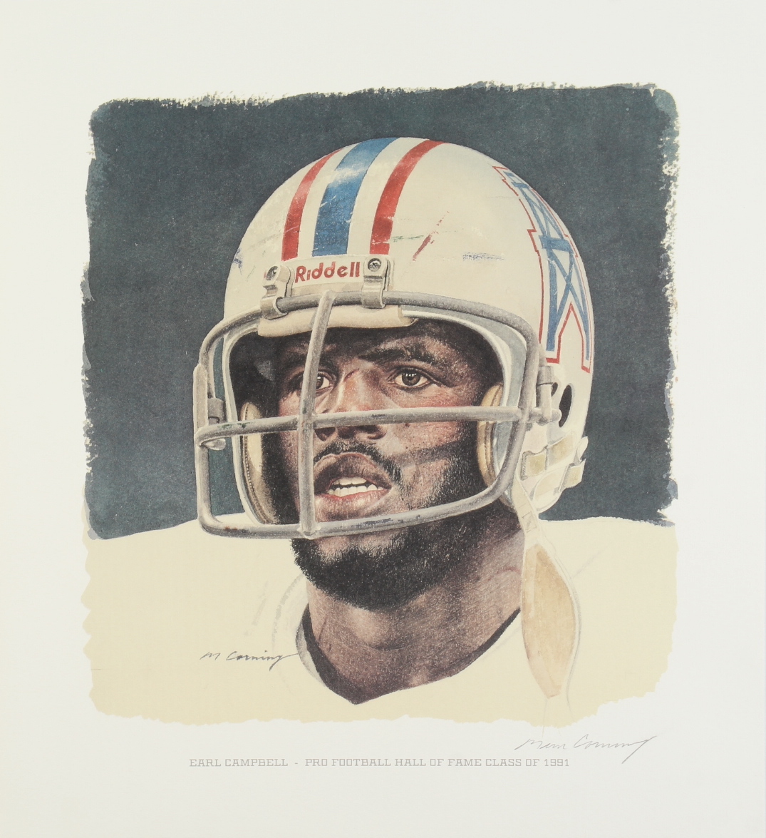 Merv Corning Signed Earl Campbell 12x13 Print (PA) at PristineAuction.com Merv Corning Signed Earl Campbell 12x13 Print (PA) at PristineAuction.com