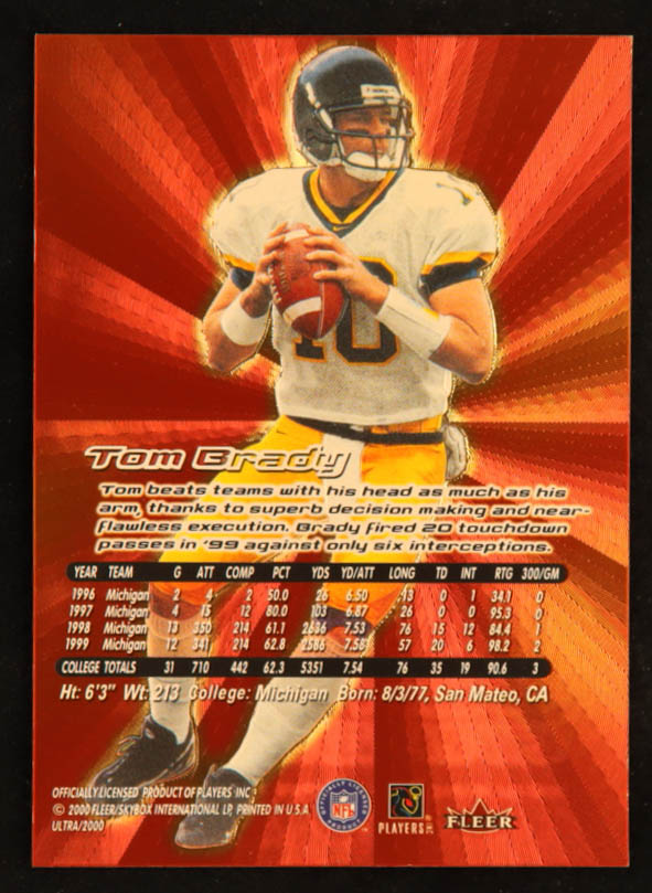 Tom Brady 2000 Fleer Ultra Gold Refractor Trading Card RC at PristineAuction.com Tom Brady 2000 Fleer Ultra Gold Refractor Trading Card RC at PristineAuction.com
