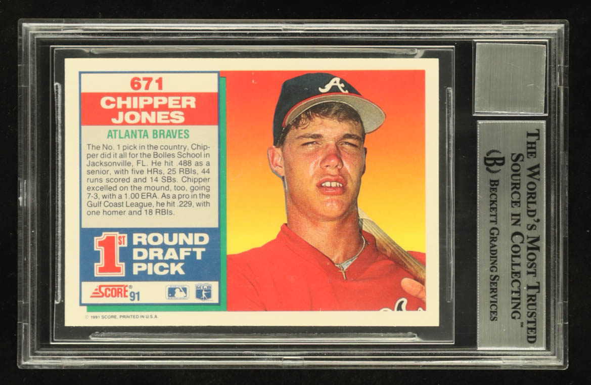 Chipper Jones Signed 1991 Score #671 RC (BGS) at PristineAuction.com Chipper Jones Signed 1991 Score #671 RC (BGS) at PristineAuction.com