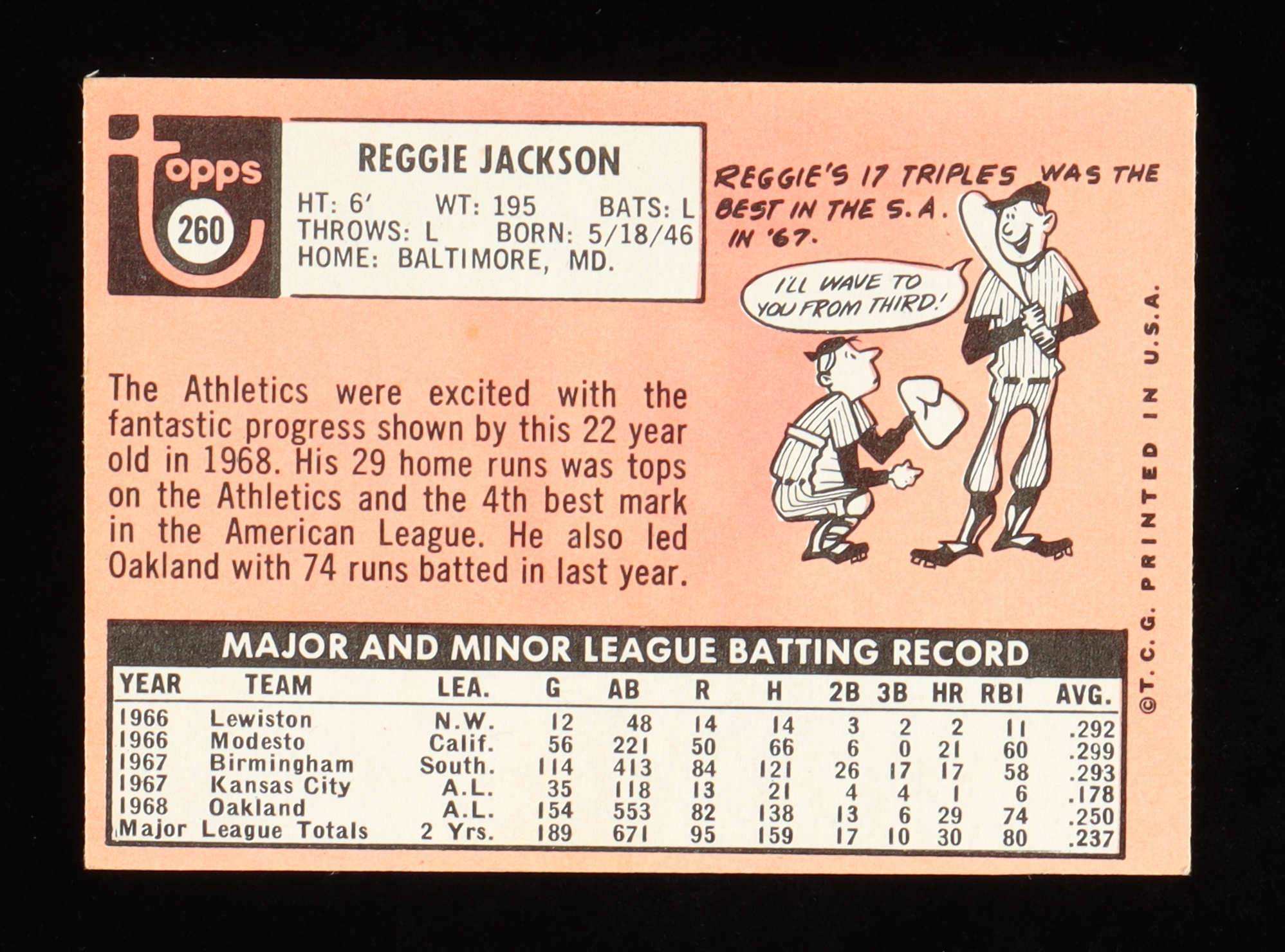 Reggie Jackson 1969 Topps #260 RC at PristineAuction.com Reggie Jackson 1969 Topps #260 RC at PristineAuction.com