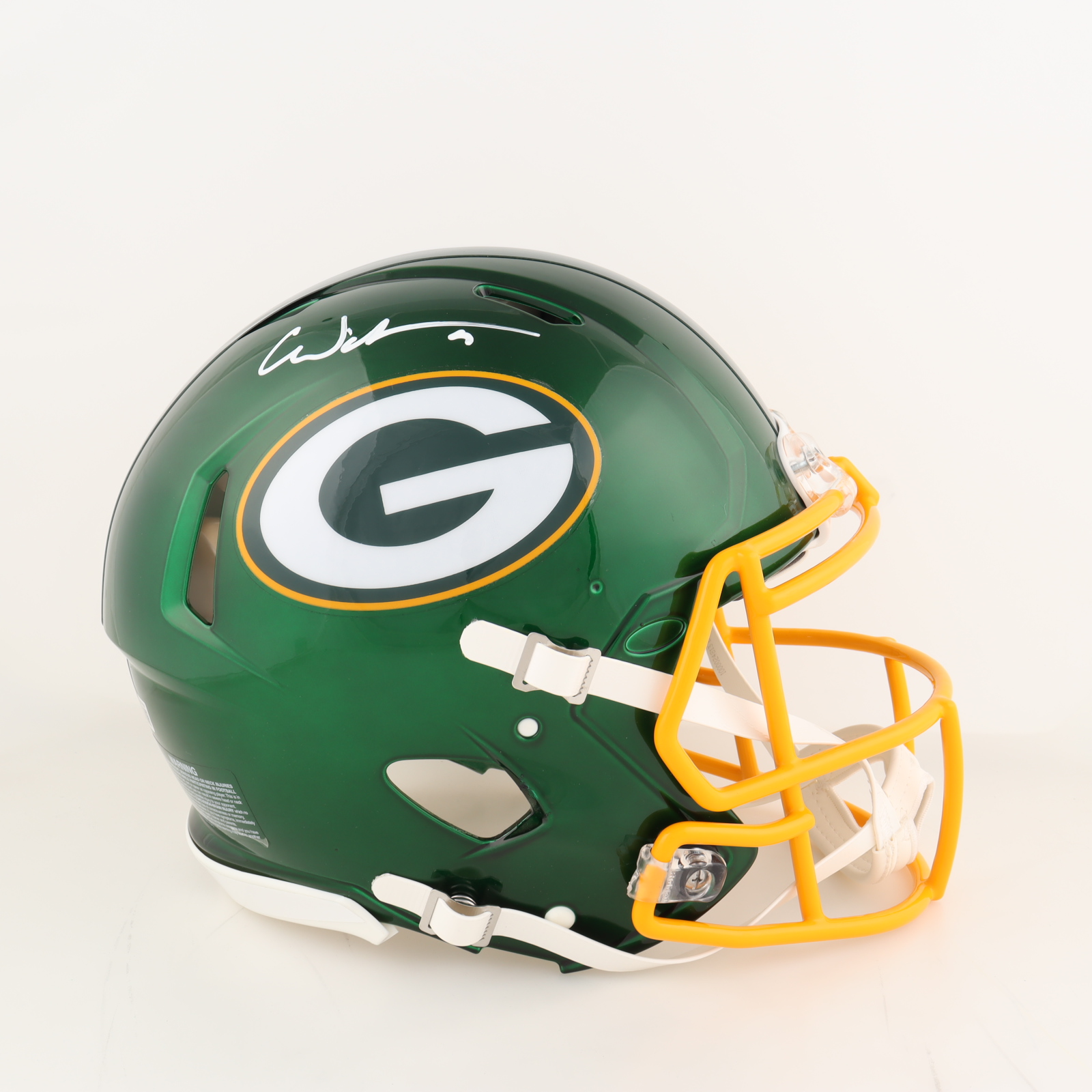 Christian Watson Signed Packers Full-Size Authentic On-Field Flash Alternate Speed Helmet (Beckett) at PristineAuction.com Christian Watson Signed Packers Full-Size Authentic On-Field Flash Alternate Speed Helmet (Beckett) at PristineAuction.com