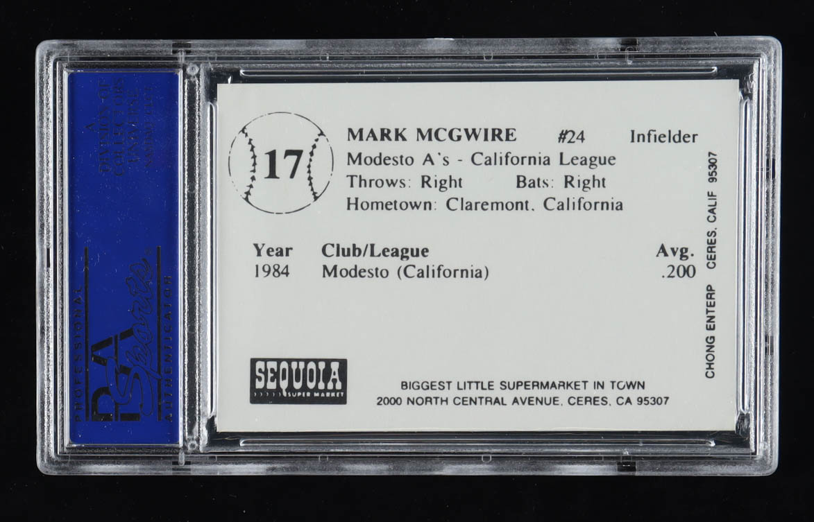 Mark McGwire 1985 Modesto A's Chong #17B RC (PSA 8) at PristineAuction.com Mark McGwire 1985 Modesto A's Chong #17B RC (PSA 8) at PristineAuction.com