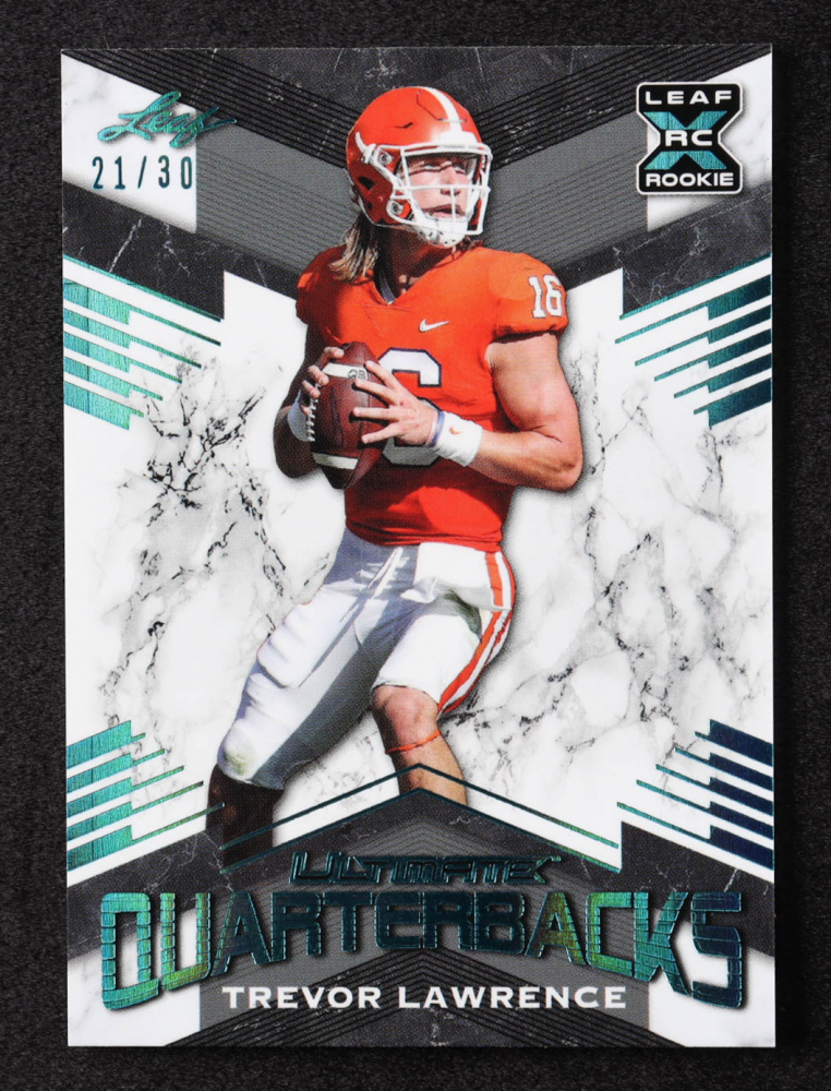 Trevor Lawrence 2021 Leaf Ultimate Quarterbacks Teal #UQ01 RC #21/30