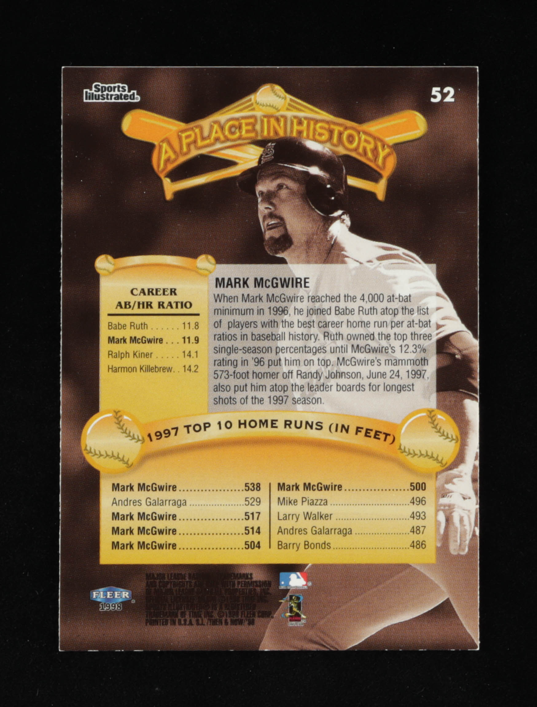 Mark McGwire 1998 Sports Illustrated Then & Now #52 History at PristineAuction.com Mark McGwire 1998 Sports Illustrated Then & Now #52 History at PristineAuction.com