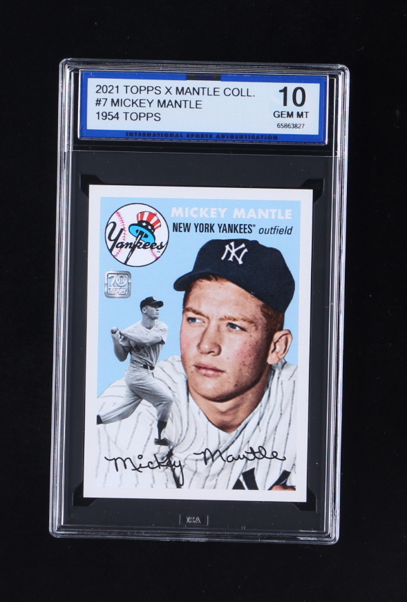 Mickey Mantle 2021 Topps X Mickey Mantle #7 / 1954 Topps (ISA 10) at PristineAuction.com Mickey Mantle 2021 Topps X Mickey Mantle #7 / 1954 Topps (ISA 10) at PristineAuction.com