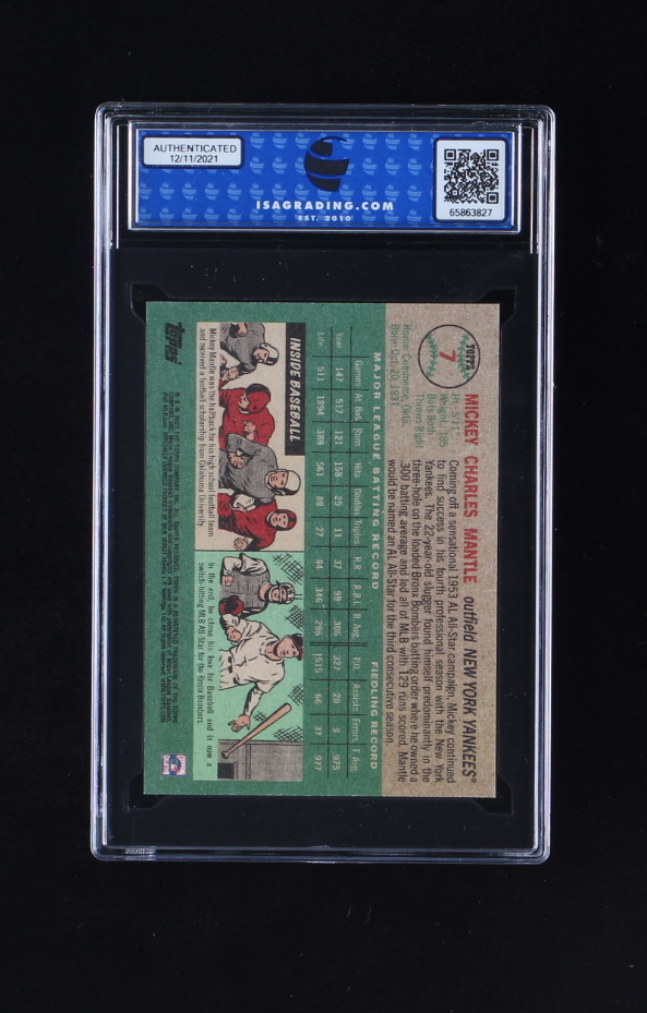 Mickey Mantle 2021 Topps X Mickey Mantle #7 / 1954 Topps (ISA 10) at PristineAuction.com Mickey Mantle 2021 Topps X Mickey Mantle #7 / 1954 Topps (ISA 10) at PristineAuction.com